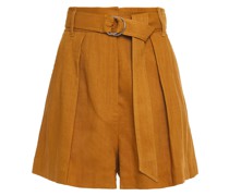 Shorts aus Twill aus einer Leinenmischung mit Gürtel