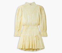 Viola gerafftes Minikleid aus Baumwoll-Voile mit Tye-Dye-Muster