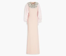 Cora Robe aus Cady mit Cape-Effekt und Chiffon-Einsätzen