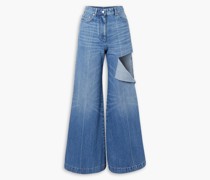 Hoch sitzende Jeans mit weitem Bein inDistressed-Optik