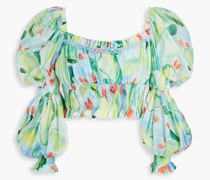Cropped Oberteil aus usselin aus einer Bauwollischung it Print