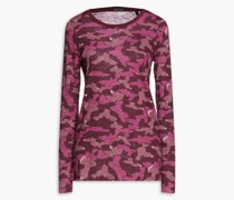 Oberteil aus Baumwoll-Jersey mit Flammgarneffekt und Camouflage-Print
