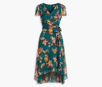 Kleid aus Georgette mit Wickeleffekt und floralem Print