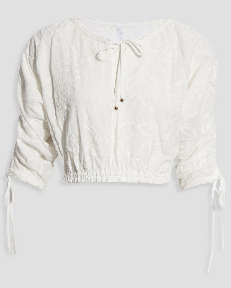 TIGERLILY Damen Isla Isabella Cropped Oberteil aus Baumwollgaze mit Stickereien