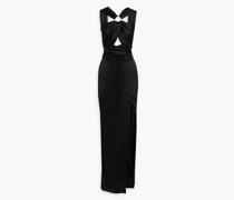 Robe aus glänzendem Crêpe mit Cut-outs und Ringdetails