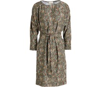 Kleid aus Twill mit floralem Print und Gürtel S