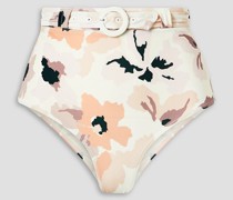 Soirée hoch sitzendes Bikini-Höschen mit floralem Print und Gürtel