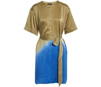 Minikleid au Crêpe au eidenatin mit Batikmuter