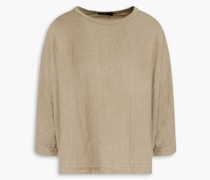 Oberteil aus Bio-Leinen-Jersey mit Einsätzen aus Baumwoll-Canvas/XS