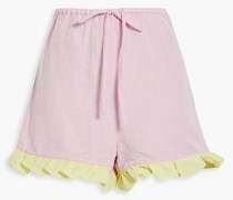 Emelie Pyjama-Shorts aus einer Bio-Baumwoll-Leinenmischung mit Rüschen