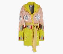 The Drifters Mantel aus Jacquard-Strick aus einer Merinowollmischung mit Fransen L