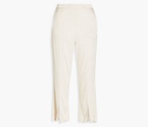Cropped Kick-flare-Hose aus glänzendem Jacquard S