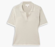 Geripptes Poloshirt aus einer Seiden-Baumwollmischung