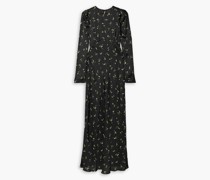 Maxikleid aus Satin mit floralem Print