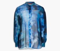 Berry Blue Strokes Hemd aus Gaze mit Batikmuster und Falten