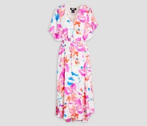Bedrucktes Midikleid aus Crêpe de Chine mit Raffung
