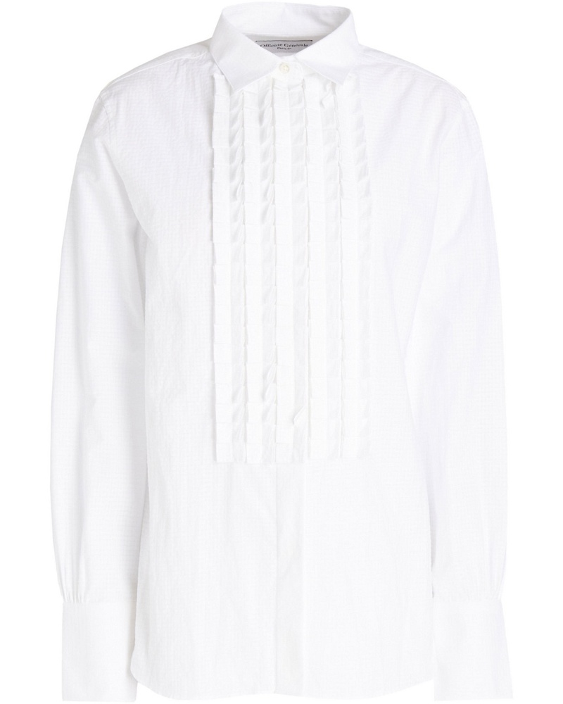 Officine Generale Damen Laetica Hemd aus Baumwollpopeline mit Gingham-Karo und Biesen