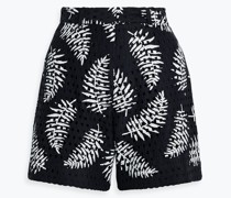 Shorts aus Baumwoll-Makramee mit Print