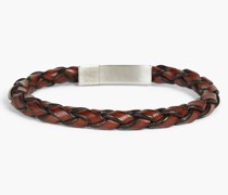 ilberfarbene Armband au geflochtenem Leder