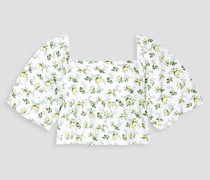 Quincy Cropped Oberteil aus Baumwollpopeline mit floralem Print