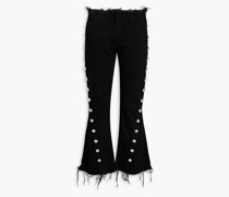 Halbhohe Kick-flare-Jeans mit Fransen und Nieten