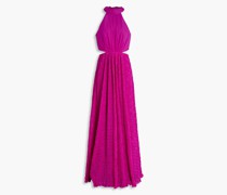 Gerafftes Maxikleid aus plissiertem Chiffon