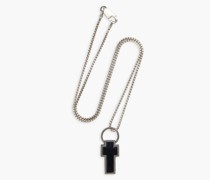 Brünierte silberfarbene Kette mit Achat