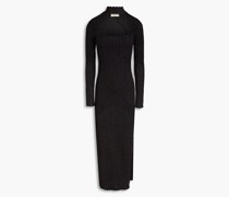 Aksel Midikleid aus Metallic-Rippstrick mit Cut-outs
