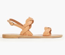 Plexi Slingback-Sandalen aus Leder mit Flechtdetails