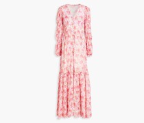 Gerafftes Maxikleid aus Georgette mit floralem Print S