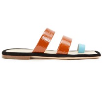 Larissa Pantoletten aus Veloursleder und Lackleder