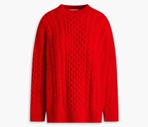 Wollpullover mit Zopfstrickmuster