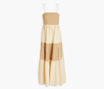 Addion Maxikleid au Baumwoll-Jacquard mit Raffung
