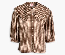 Aldrich Bluse aus Seiden-Twill mit Gingham-Karo und Rüschenbesatz