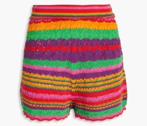 Shorts aus Häkelstrick aus Baumwolle mit Streifen