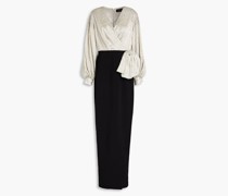 Diana embellished jersey-paneled silk-crepe gown