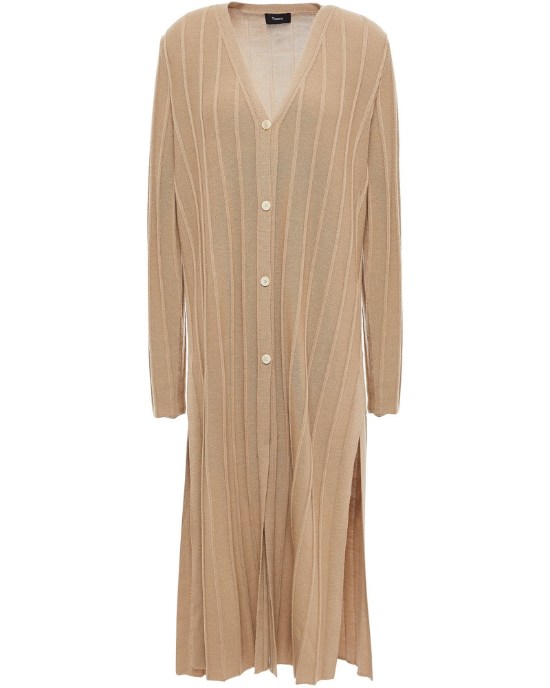 Theory Damen Cardigan aus gerippter Merinowolle