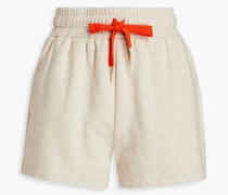 Melierte Shorts aus Baumwollfrottee mit Print