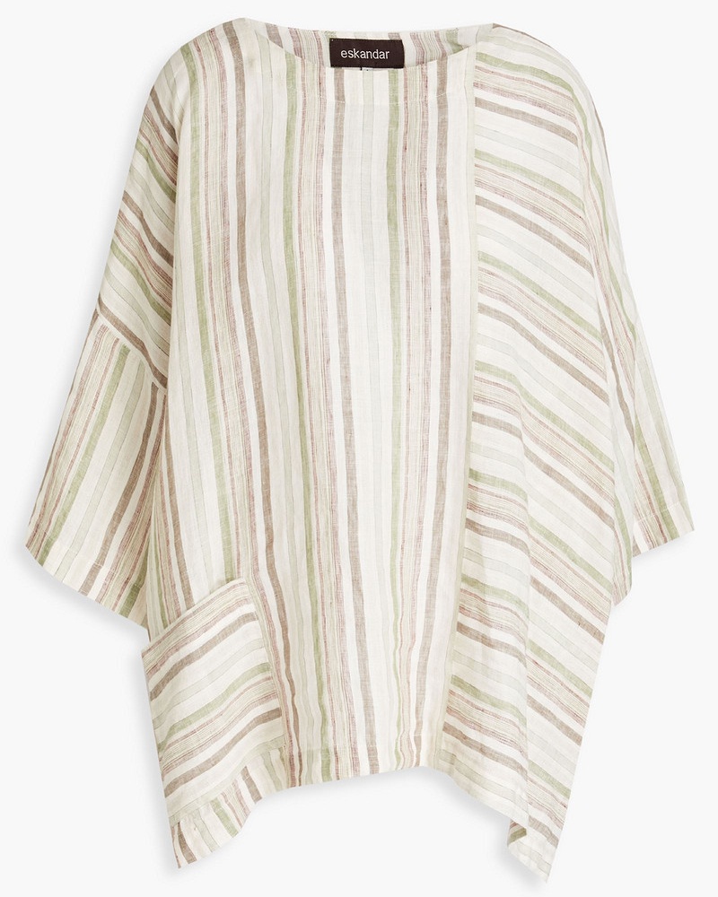 Eskandar Damen Oversized-Oberteil aus Leinen mit Streifen