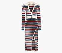 Serilda Midikleid aus Rippstrick mit Streifen und Wickeleffekt M