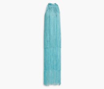 Robe aus Bandage mit Metallic-Effekt und Fransen