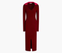 Zweifarbiges Midikleid aus einer gerippten Baumwollmischung