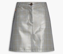Minirock aus PU mit Beschichtung und Gingham-Karo