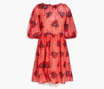 REDValentinoMinikleid aus einer Seiden-Baumwollmischung mit floralem Print und Cut-outs