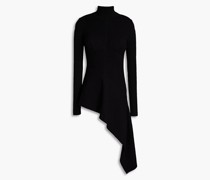 Asymmetrischer Rollkragenpullover aus geripptem Woll-Bouclé