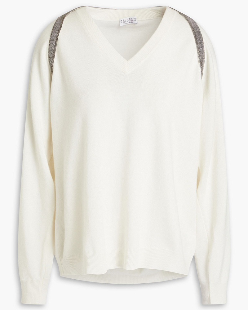 Brunello Cucinelli Damen Kaschirpullover it Zierperlen