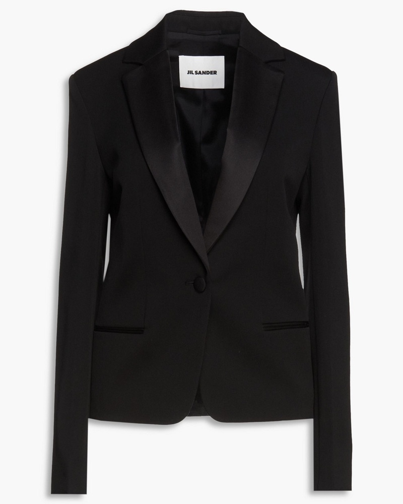 Jil Sander Damen Blazer aus Grain de Poudre aus Wolle mit Satinbesatz