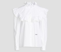 Bluse aus Baumwollpopeline mit Stickereien und Rüschen