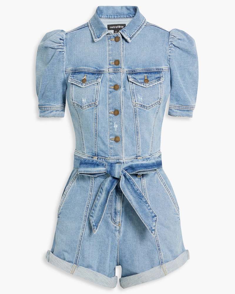 Retrofête Damen Phoebe Playsuit aus Denim inDistressed-Optik