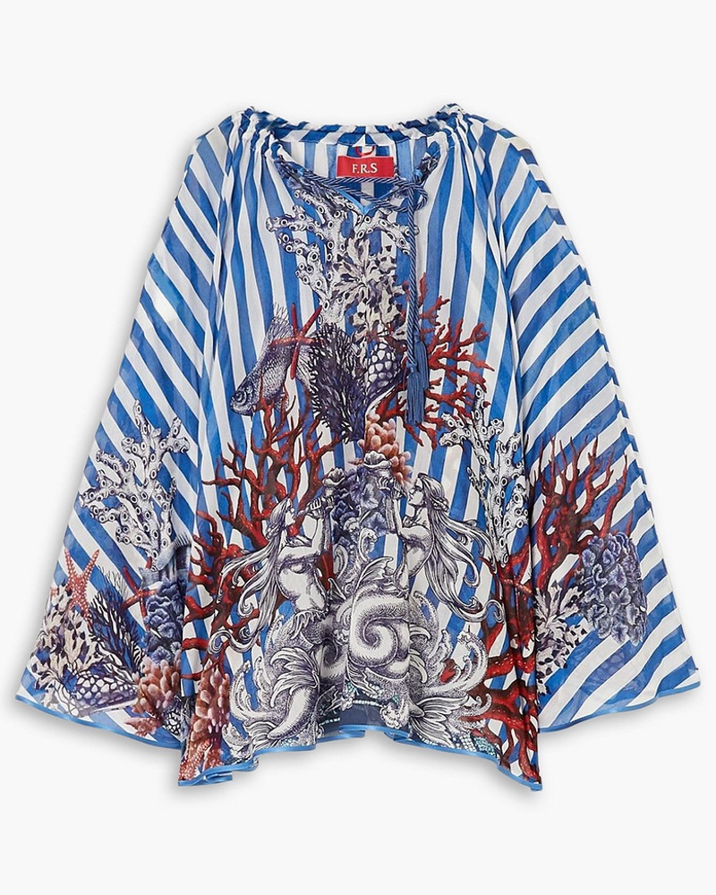For Restless Sleepers Damen Ofione Poncho au einer Baumwoll-eidenmichung mit Print For Restless Sleepers Damen Ofione Poncho au einer Baumwoll-eidenmichung mit Print